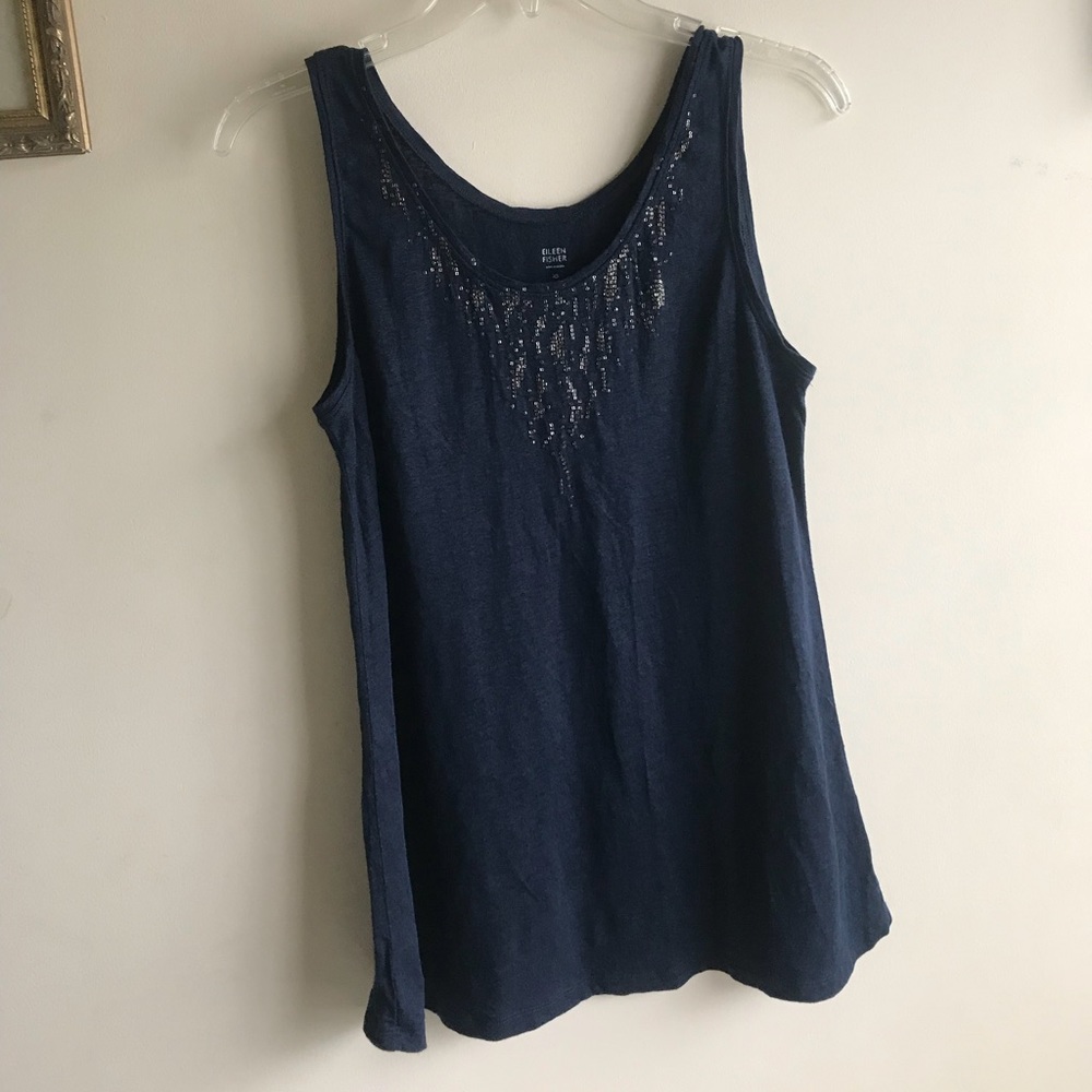 100% Linen Eileen Fisher Woman sleeveless Top